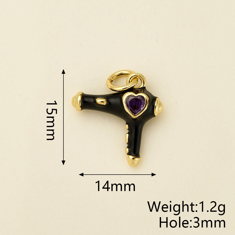 Bicycle Pendant In Copper With 18K Real Gold Electroplating, Zircon Inlay, Featuring 0.05µm-0.08µm Plating Thickness, 1 Pc/Package