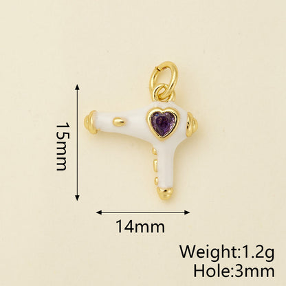 Bicycle Pendant In Copper With 18K Real Gold Electroplating, Zircon Inlay, Featuring 0.05µm-0.08µm Plating Thickness, 1 Pc/Package