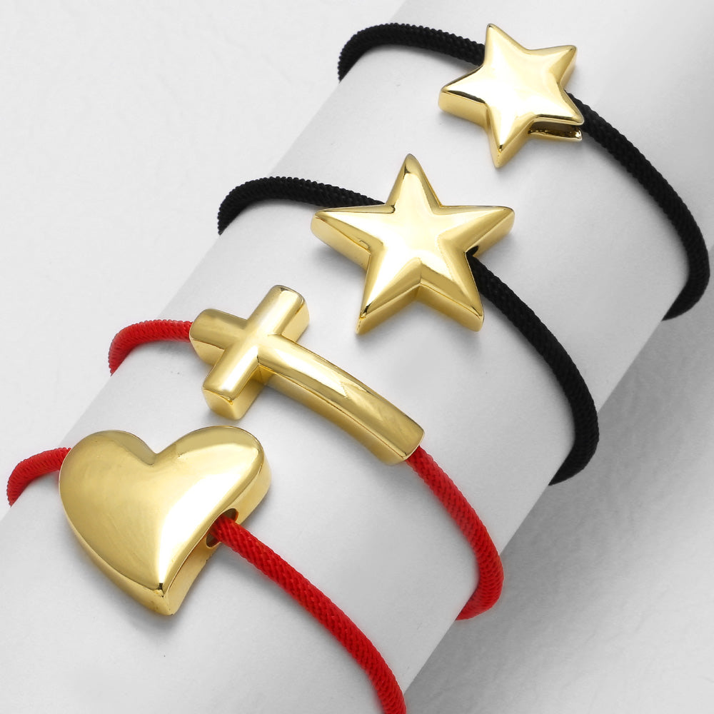 Heart Shape Copper Bracelets For Unisex Featuring 18K Real Gold Plated Woven Chain With Weave Craft