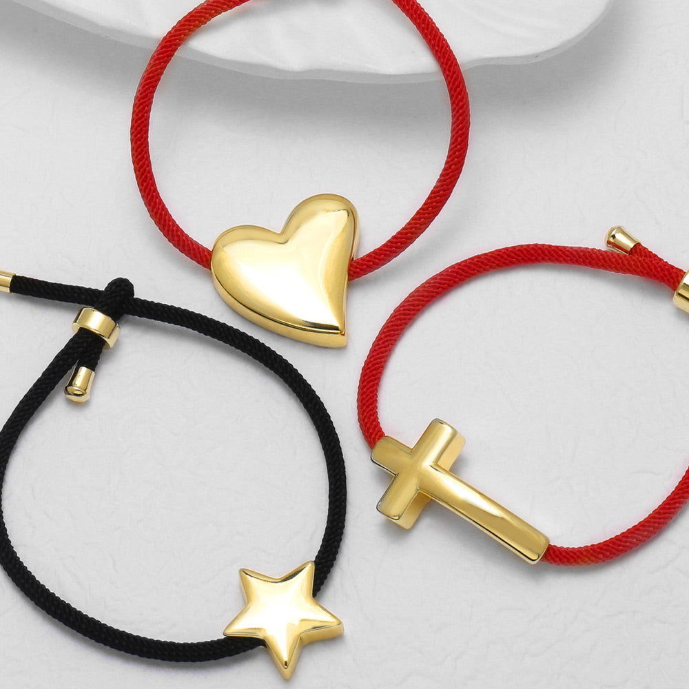 Heart Shape Copper Bracelets For Unisex Featuring 18K Real Gold Plated Woven Chain With Weave Craft