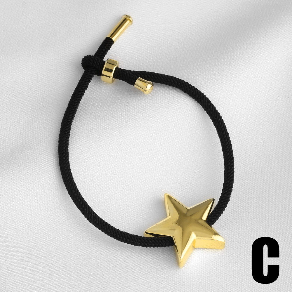 Heart Shape Copper Bracelets For Unisex Featuring 18K Real Gold Plated Woven Chain With Weave Craft