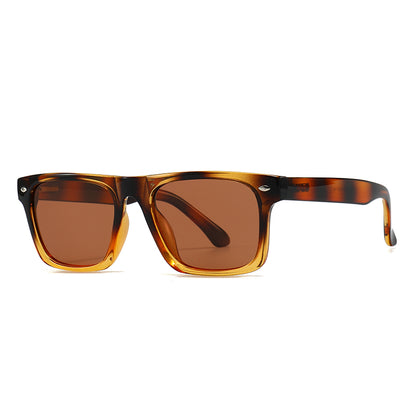 Unisex Square Full Frame Sunglasses With PC Polarized Lens Material In Coffer Color For All Seasons