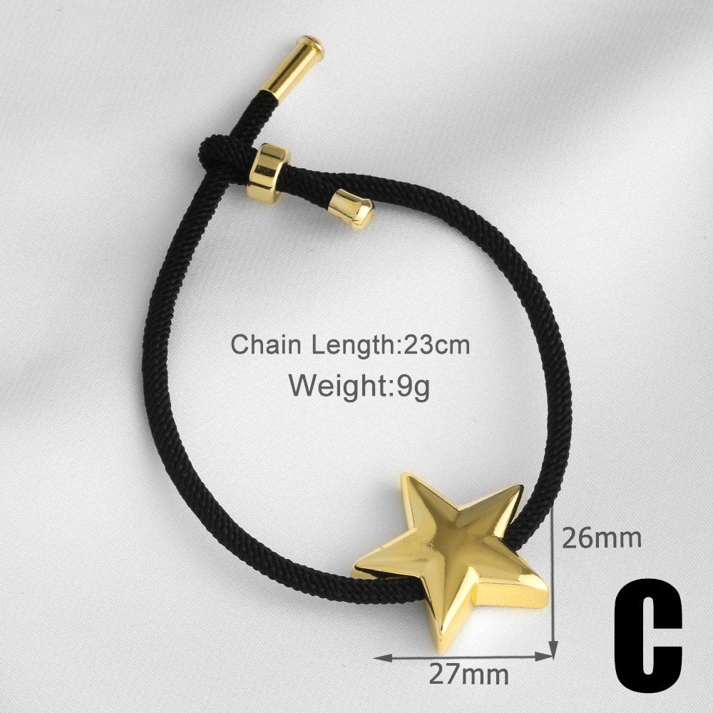 Heart Shape Copper Bracelets For Unisex Featuring 18K Real Gold Plated Woven Chain With Weave Craft