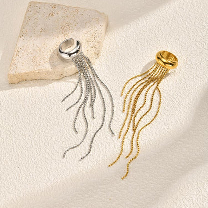 IG Style Tassel Ear Cuffs For Women In 304 Stainless Steel With Waterproof Non Tarnish 18K Real Gold Plated Finish