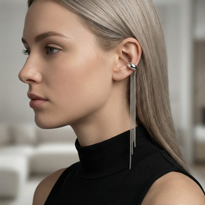 IG Style Tassel Ear Cuffs For Women In 304 Stainless Steel With Waterproof Non Tarnish 18K Real Gold Plated Finish