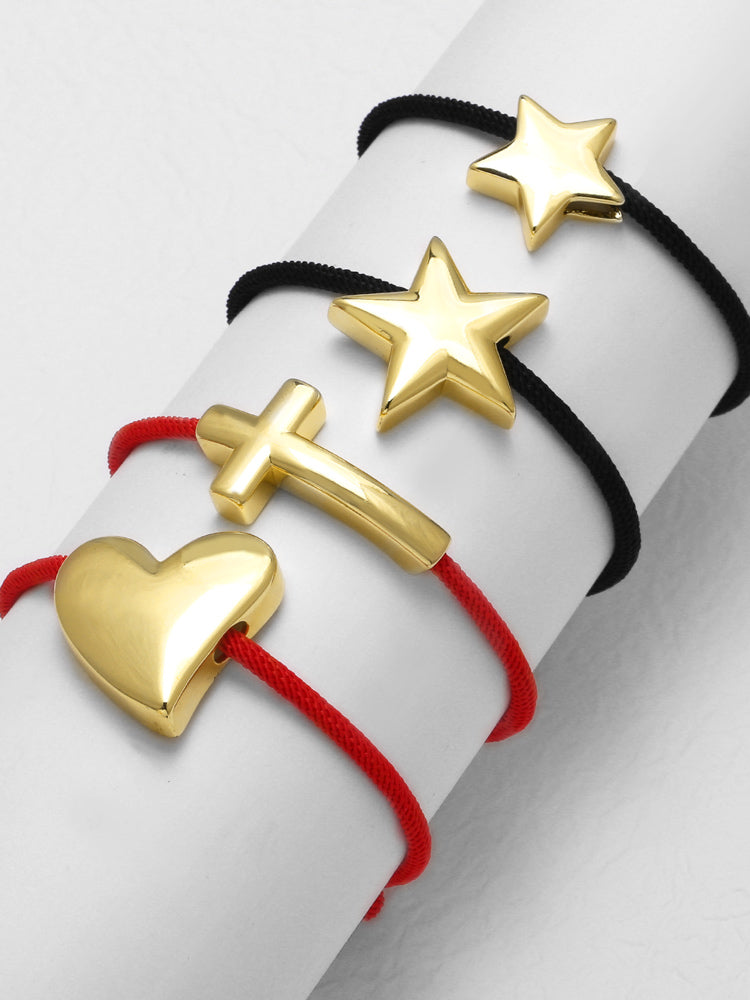 Heart Shape Copper Bracelets For Unisex Featuring 18K Real Gold Plated Woven Chain With Weave Craft