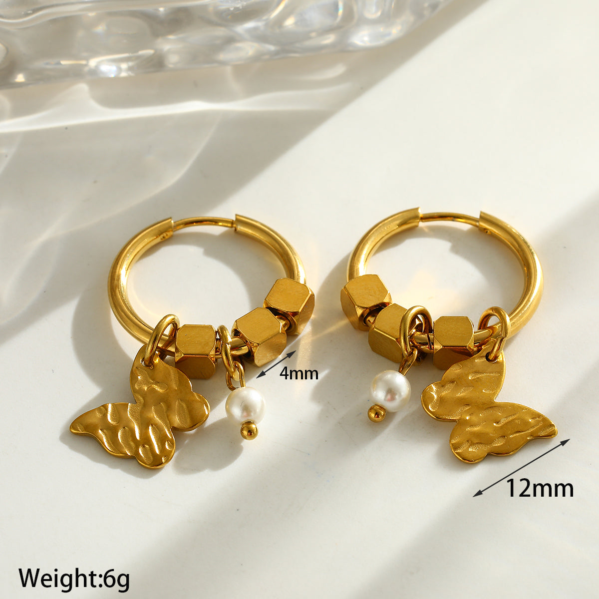 Star Earrings For Women Featuring 304 Stainless Steel With 18K Real Gold Electroplated And Pearl Inlay