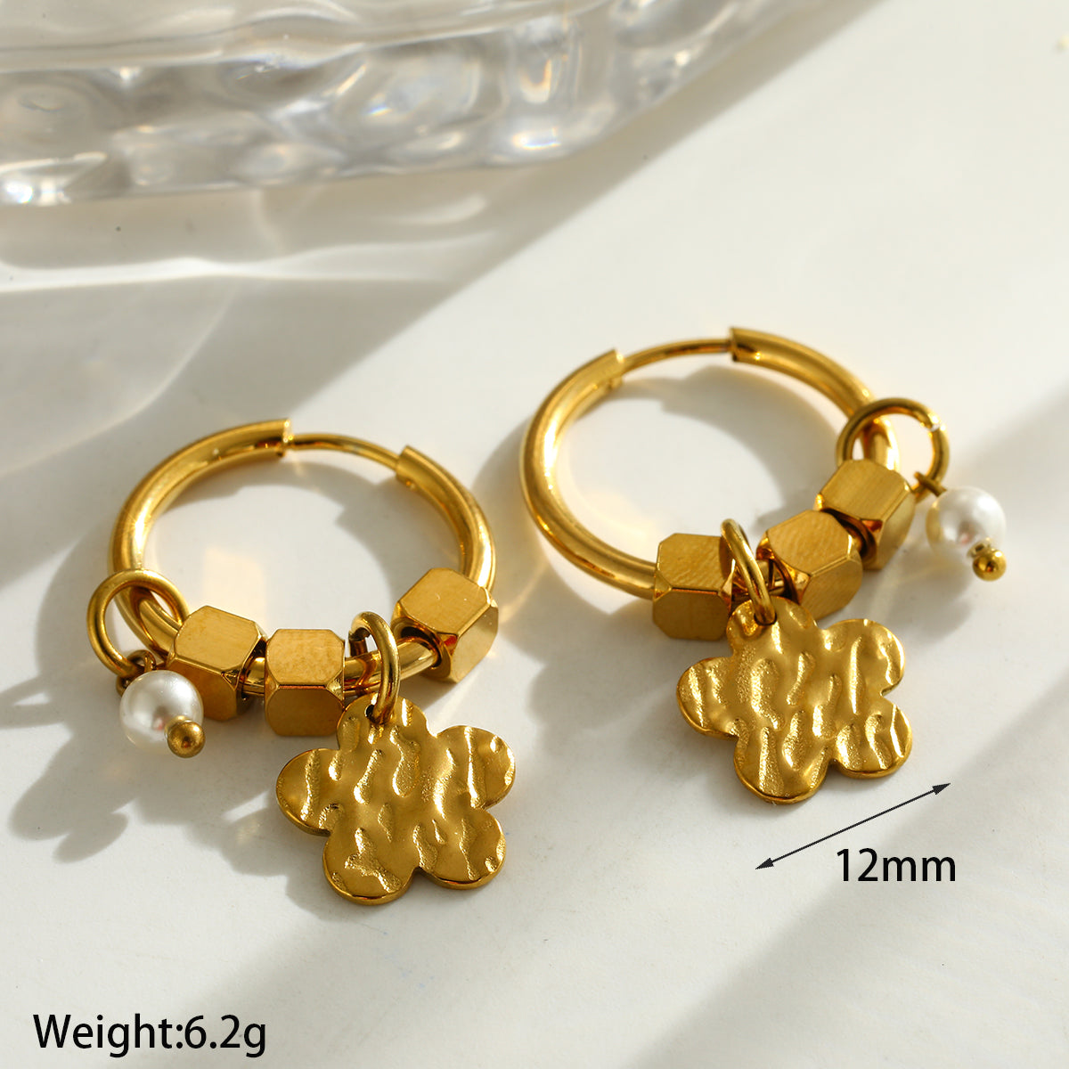 Star Earrings For Women Featuring 304 Stainless Steel With 18K Real Gold Electroplated And Pearl Inlay