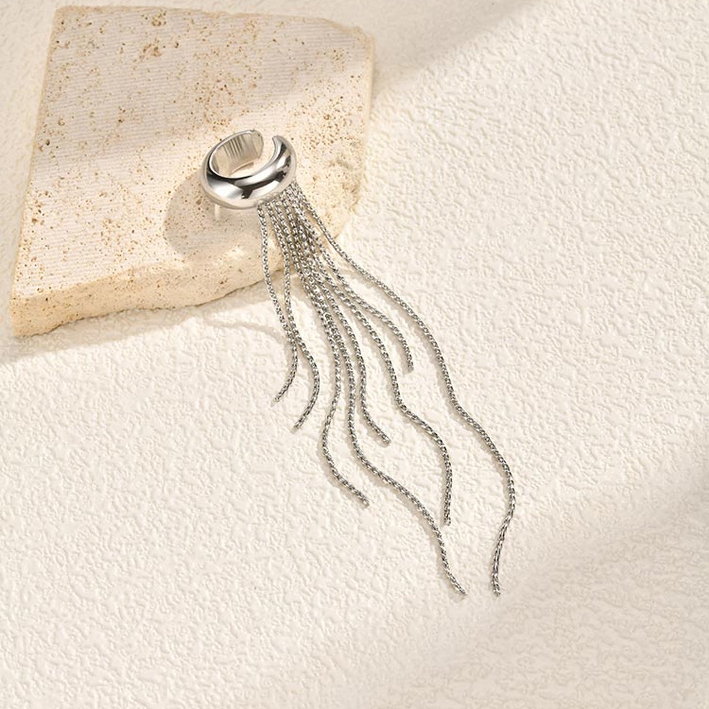IG Style Tassel Ear Cuffs For Women In 304 Stainless Steel With Waterproof Non Tarnish 18K Real Gold Plated Finish
