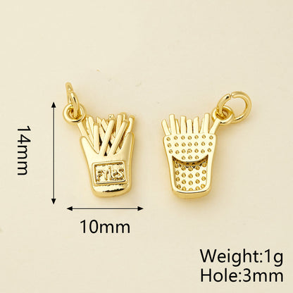 Ice Cream Pendant In Copper With 18K Real Gold Electroplating, Zircon Inlay, And 0.05µm-0.08µm Plating Thickness, 1 Pc Package