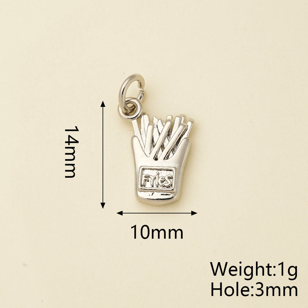 Ice Cream Pendant In Copper With 18K Real Gold Electroplating, Zircon Inlay, And 0.05µm-0.08µm Plating Thickness, 1 Pc Package