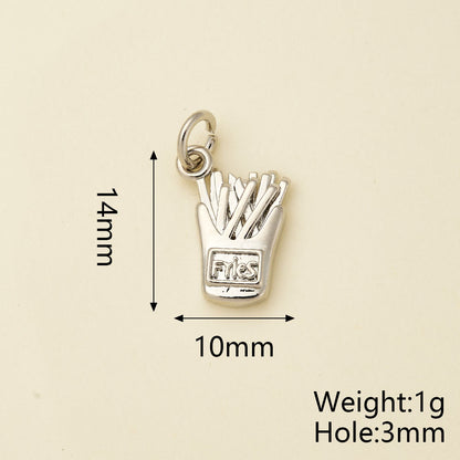 Ice Cream Pendant In Copper With 18K Real Gold Electroplating, Zircon Inlay, And 0.05µm-0.08µm Plating Thickness, 1 Pc Package
