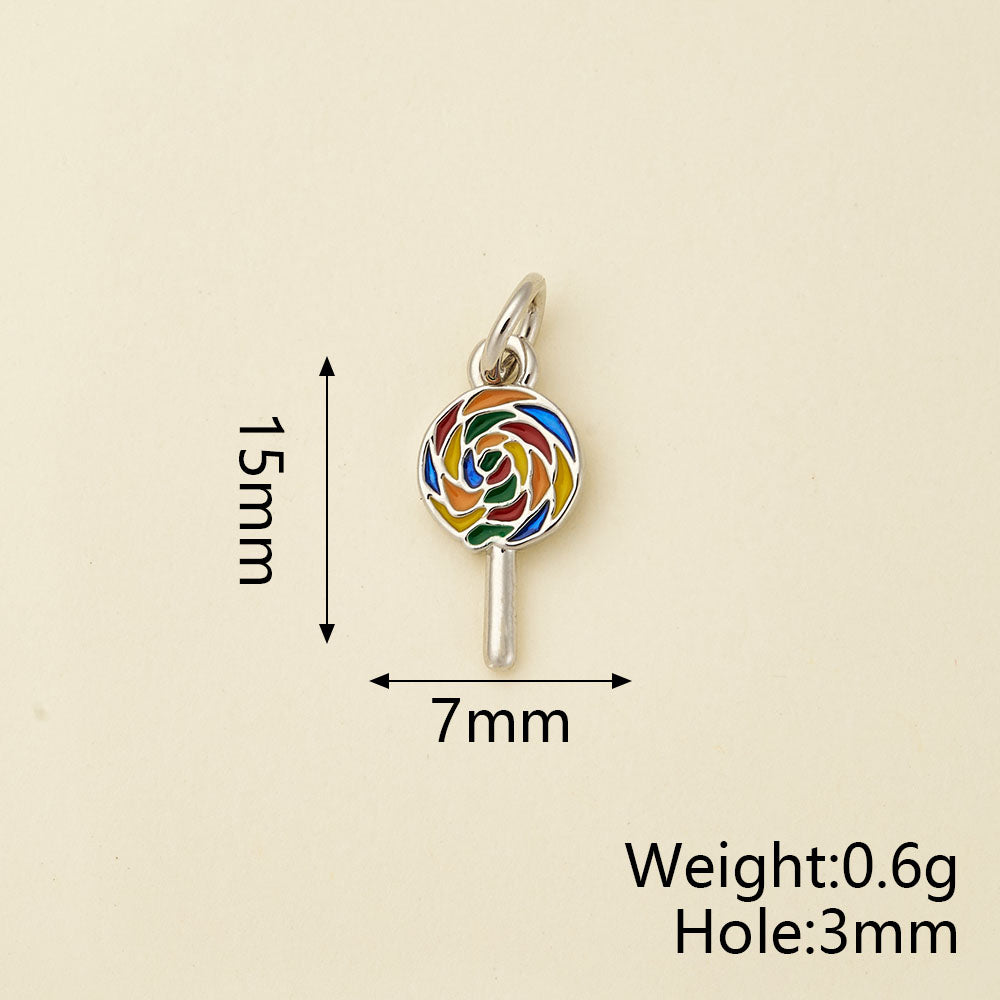Ice Cream Pendant In Copper With 18K Real Gold Electroplating, Zircon Inlay, And 0.05µm-0.08µm Plating Thickness, 1 Pc Package