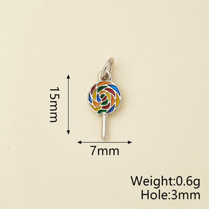 Ice Cream Pendant In Copper With 18K Real Gold Electroplating, Zircon Inlay, And 0.05µm-0.08µm Plating Thickness, 1 Pc Package
