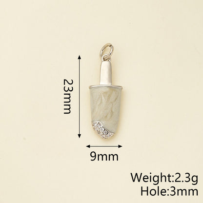 Ice Cream Pendant In Copper With 18K Real Gold Electroplating, Zircon Inlay, And 0.05µm-0.08µm Plating Thickness, 1 Pc Package