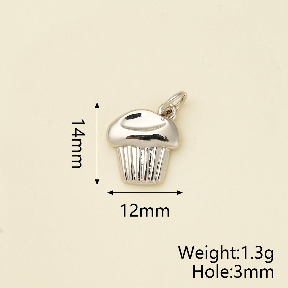Ice Cream Pendant In Copper With 18K Real Gold Electroplating, Zircon Inlay, And 0.05µm-0.08µm Plating Thickness, 1 Pc Package