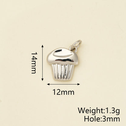 Ice Cream Pendant In Copper With 18K Real Gold Electroplating, Zircon Inlay, And 0.05µm-0.08µm Plating Thickness, 1 Pc Package