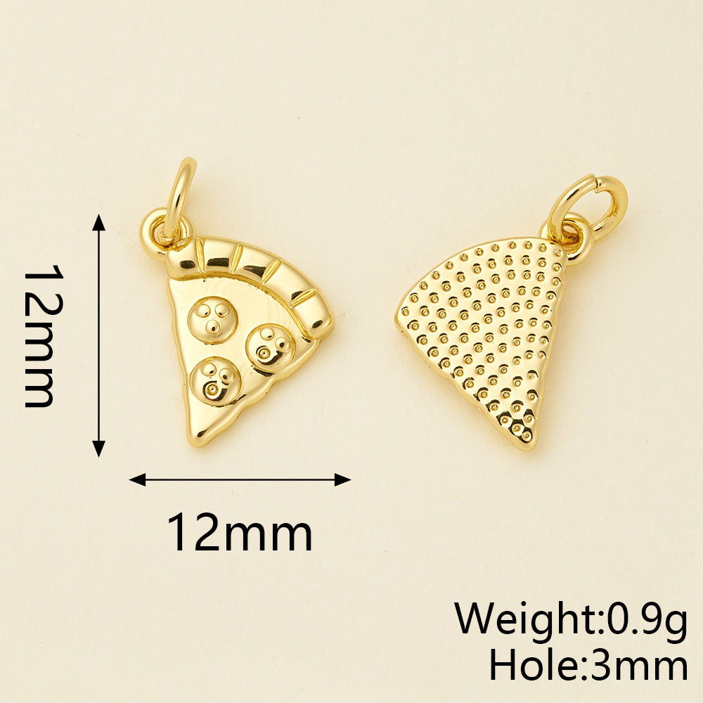 Ice Cream Pendant In Copper With 18K Real Gold Electroplating, Zircon Inlay, And 0.05µm-0.08µm Plating Thickness, 1 Pc Package