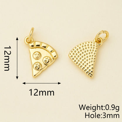 Ice Cream Pendant In Copper With 18K Real Gold Electroplating, Zircon Inlay, And 0.05µm-0.08µm Plating Thickness, 1 Pc Package
