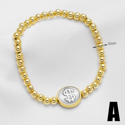 Heart Shape Beaded Chain Bracelet For Unisex Featuring Copper Material With 18K Real Gold Plated Finish