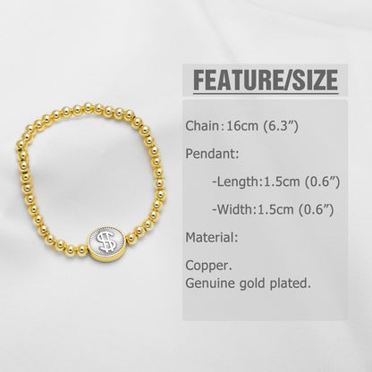 Heart Shape Beaded Chain Bracelet For Unisex Featuring Copper Material With 18K Real Gold Plated Finish