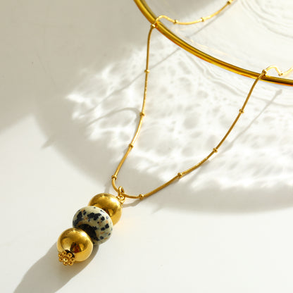 Round Pendant Necklace For Women In 201 Stainless Steel With Electroplated 18K Real Gold Plated Finish And Cable Chain