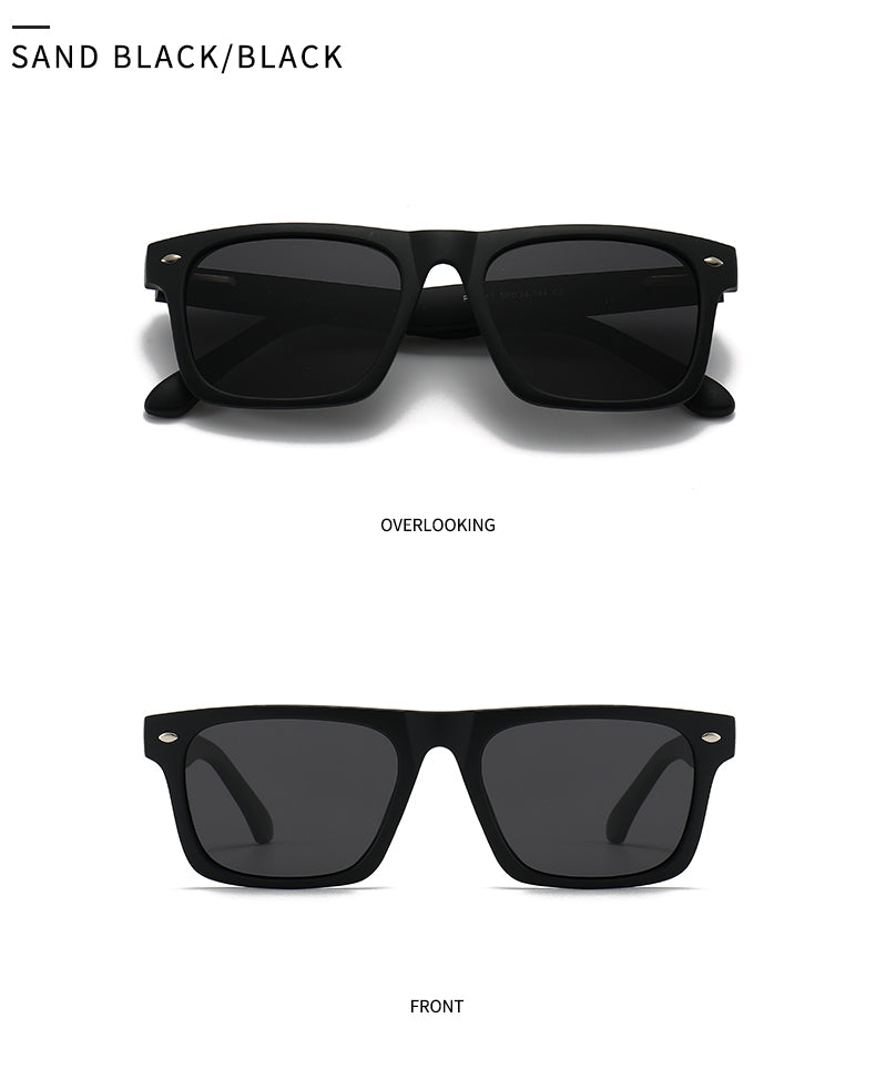 Unisex Square Full Frame Sunglasses With PC Polarized Lens Material In Coffer Color For All Seasons