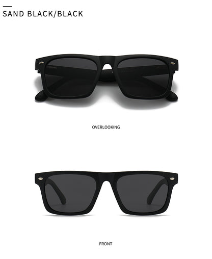 Unisex Square Full Frame Sunglasses With PC Polarized Lens Material In Coffer Color For All Seasons