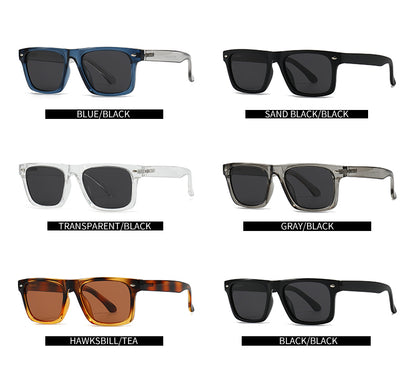 Unisex Square Full Frame Sunglasses With PC Polarized Lens Material In Coffer Color For All Seasons