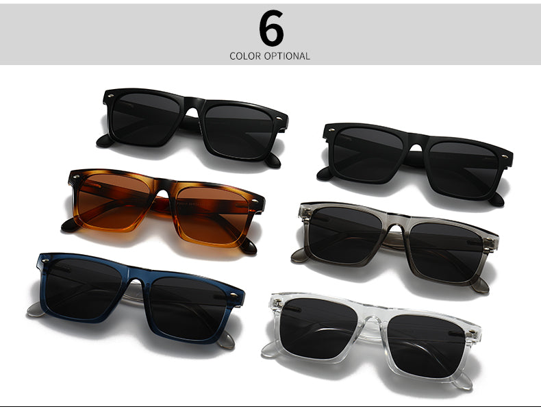 Unisex Square Full Frame Sunglasses With PC Polarized Lens Material In Coffer Color For All Seasons