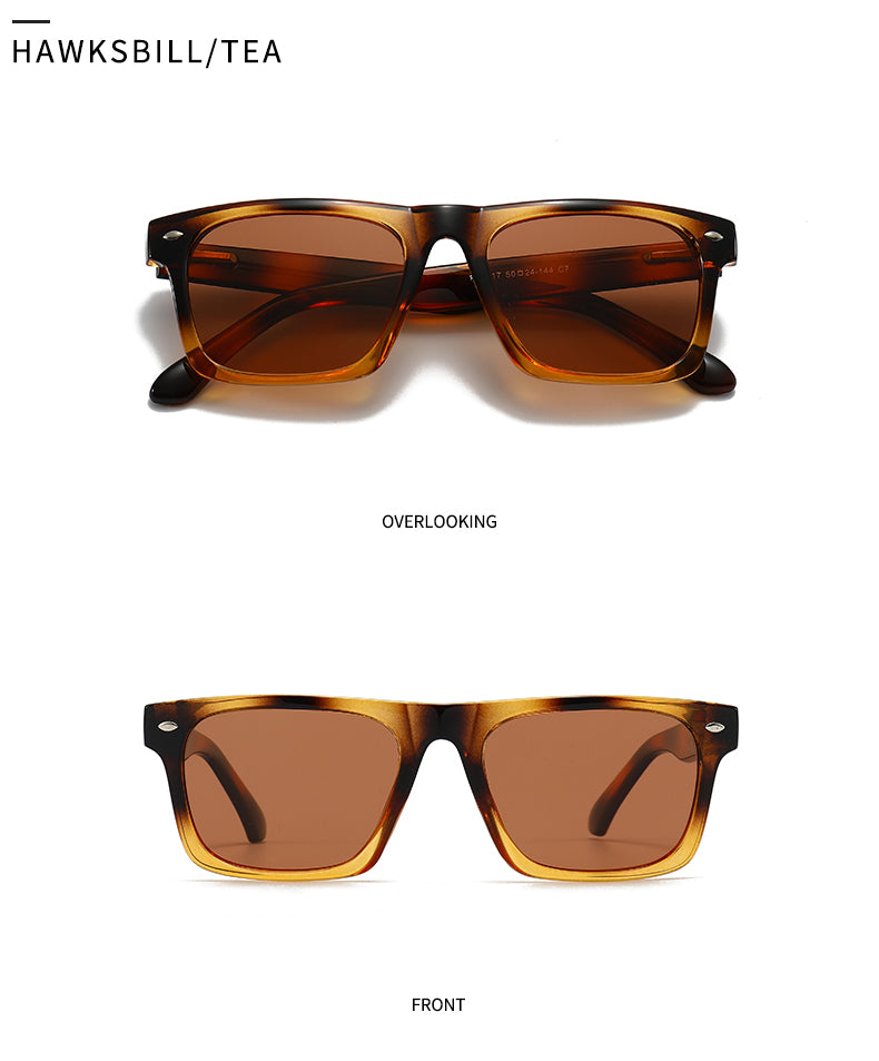 Unisex Square Full Frame Sunglasses With PC Polarized Lens Material In Coffer Color For All Seasons
