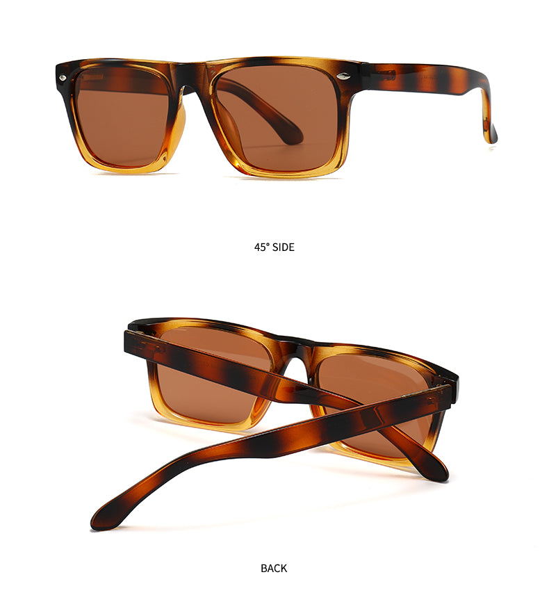 Unisex Square Full Frame Sunglasses With PC Polarized Lens Material In Coffer Color For All Seasons