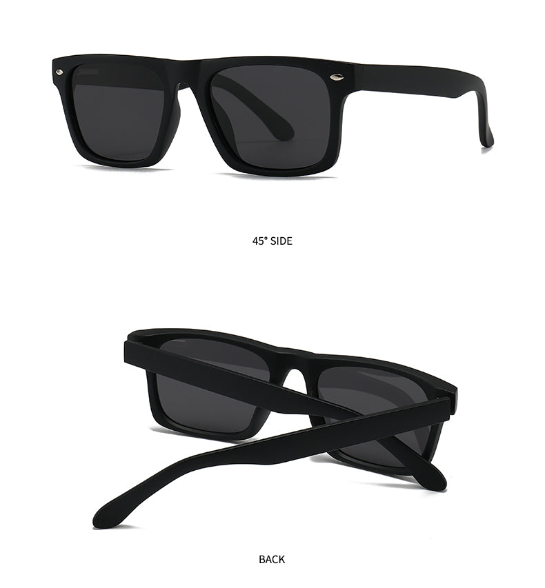 Unisex Square Full Frame Sunglasses With PC Polarized Lens Material In Coffer Color For All Seasons