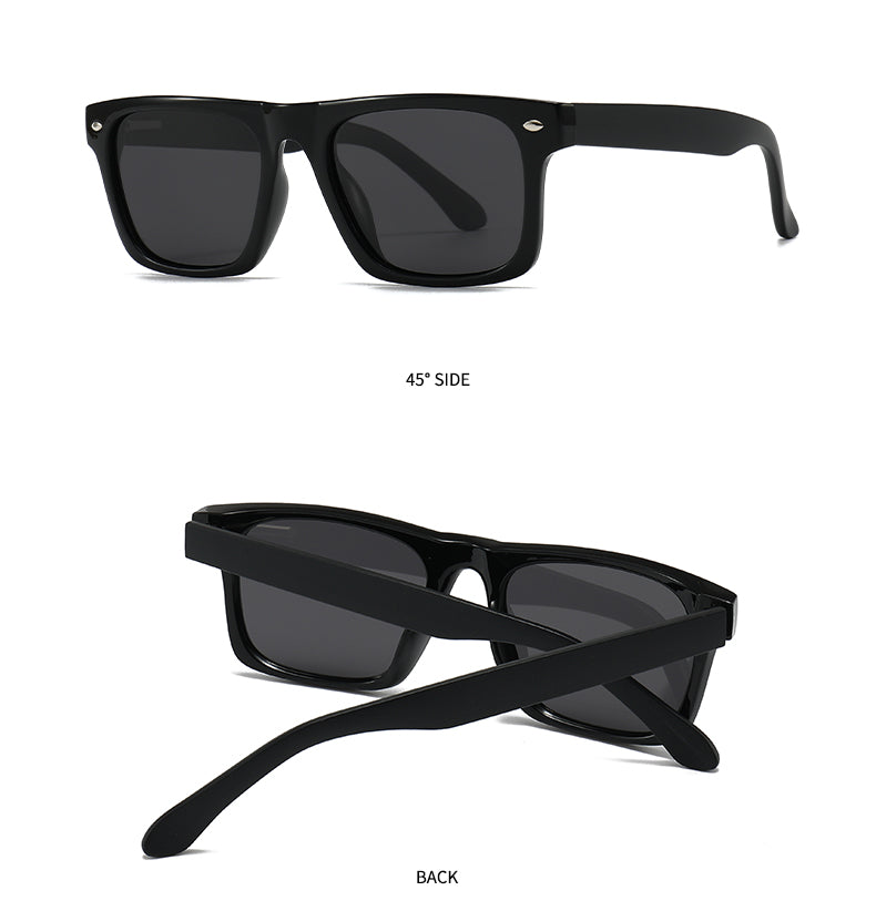 Unisex Square Full Frame Sunglasses With PC Polarized Lens Material In Coffer Color For All Seasons