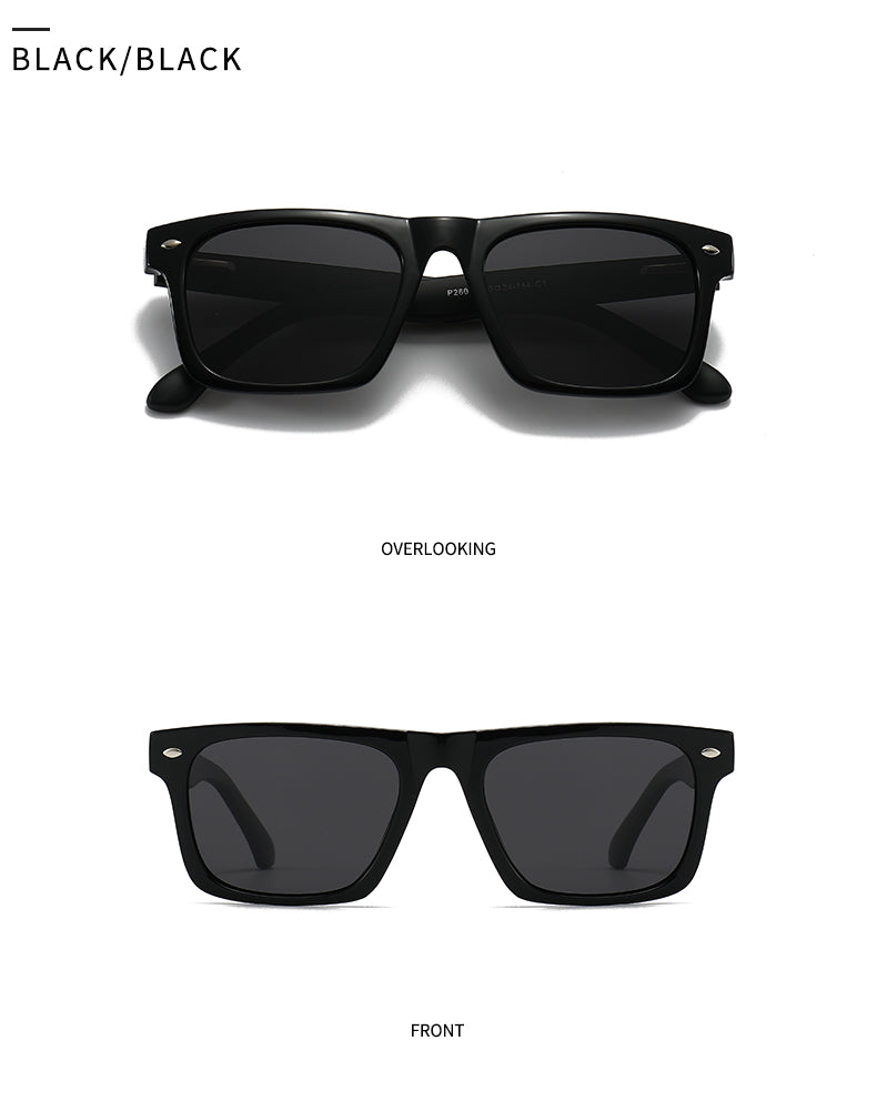 Unisex Square Full Frame Sunglasses With PC Polarized Lens Material In Coffer Color For All Seasons