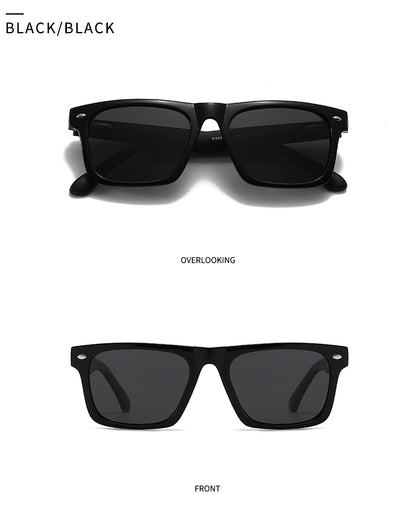 Unisex Square Full Frame Sunglasses With PC Polarized Lens Material In Coffer Color For All Seasons