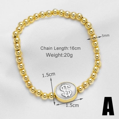 Heart Shape Beaded Chain Bracelet For Unisex Featuring Copper Material With 18K Real Gold Plated Finish