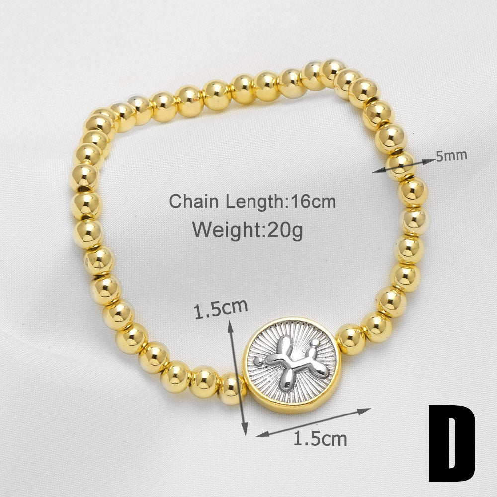 Heart Shape Beaded Chain Bracelet For Unisex Featuring Copper Material With 18K Real Gold Plated Finish