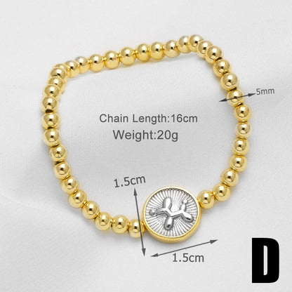 Heart Shape Beaded Chain Bracelet For Unisex Featuring Copper Material With 18K Real Gold Plated Finish