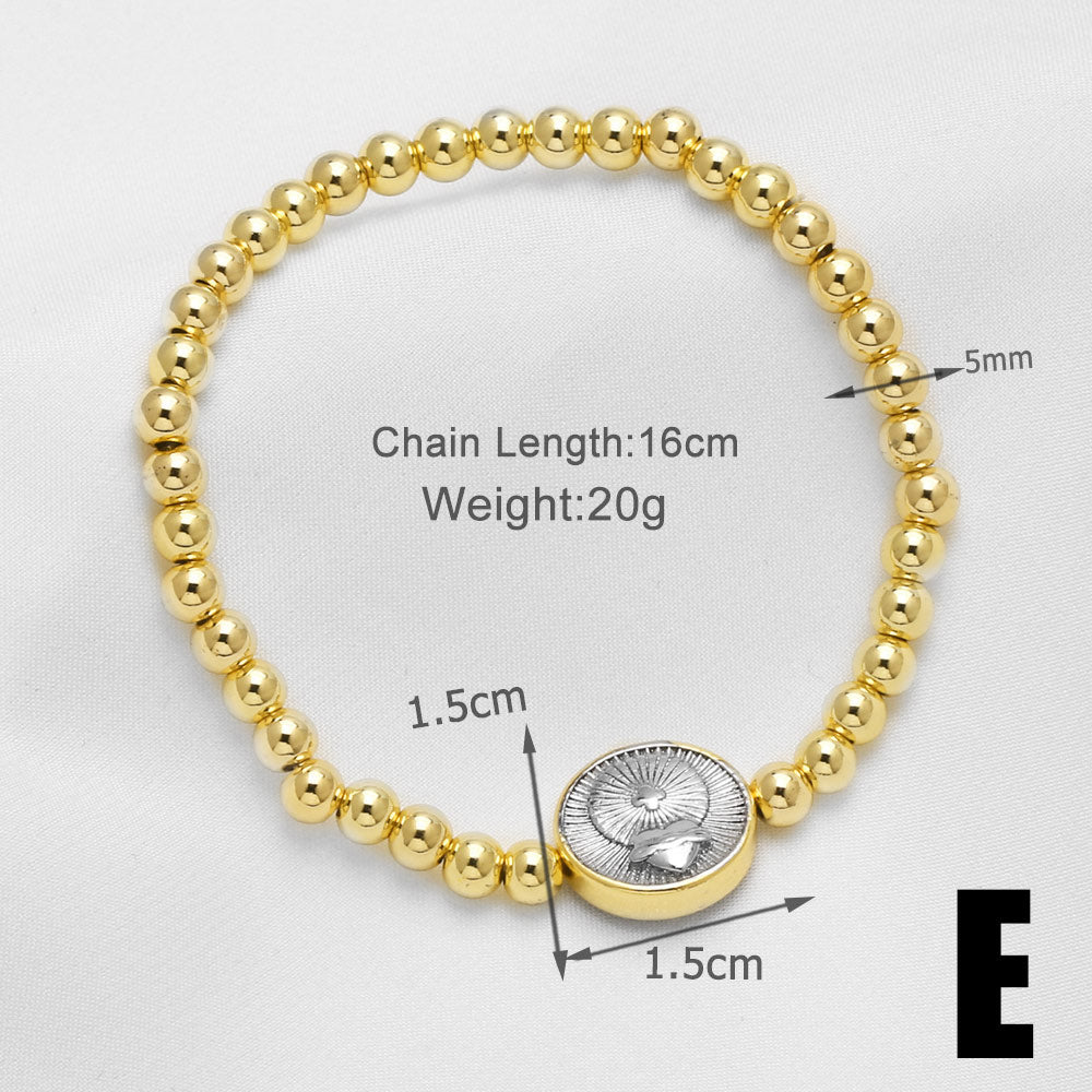 Heart Shape Beaded Chain Bracelet For Unisex Featuring Copper Material With 18K Real Gold Plated Finish