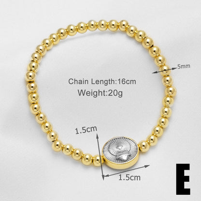 Heart Shape Beaded Chain Bracelet For Unisex Featuring Copper Material With 18K Real Gold Plated Finish