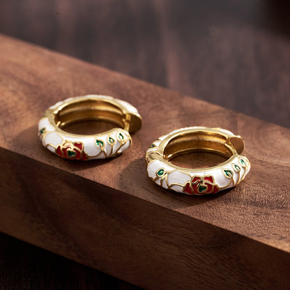 Casual Copper Leaves Earrings For Women With Real Gold Plating, Perfect For Valentine's Day