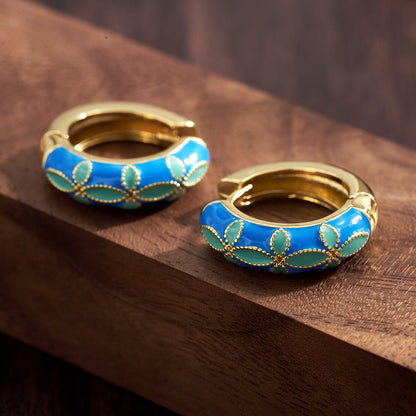Casual Copper Leaves Earrings For Women With Real Gold Plating, Perfect For Valentine's Day