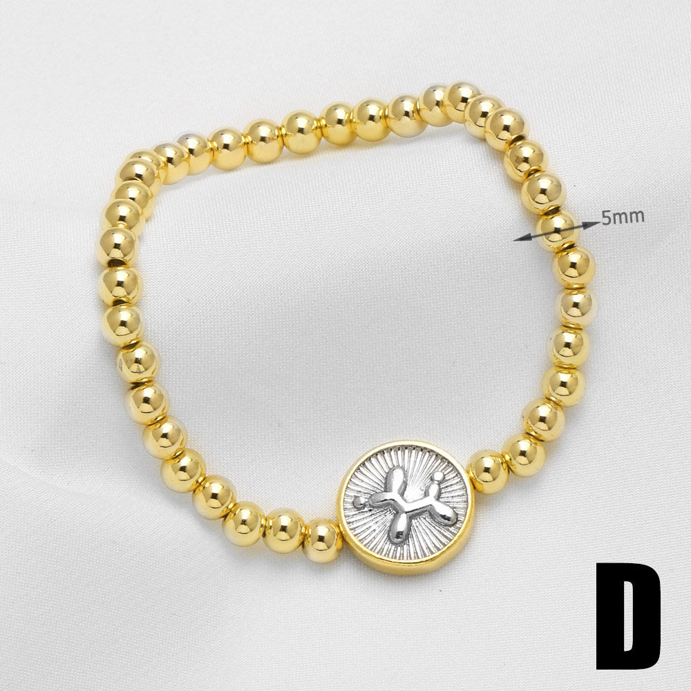 Heart Shape Beaded Chain Bracelet For Unisex Featuring Copper Material With 18K Real Gold Plated Finish