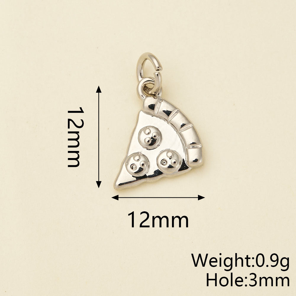 Ice Cream Pendant In Copper With 18K Real Gold Electroplating, Zircon Inlay, And 0.05µm-0.08µm Plating Thickness, 1 Pc Package