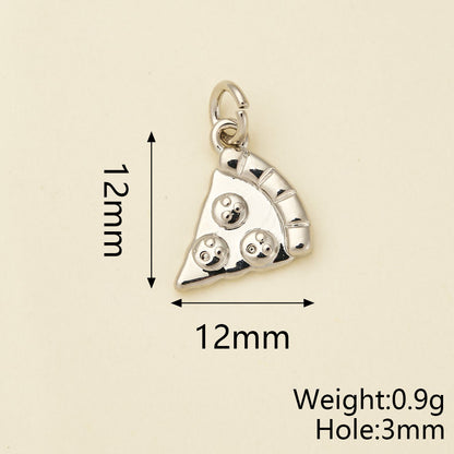 Ice Cream Pendant In Copper With 18K Real Gold Electroplating, Zircon Inlay, And 0.05µm-0.08µm Plating Thickness, 1 Pc Package