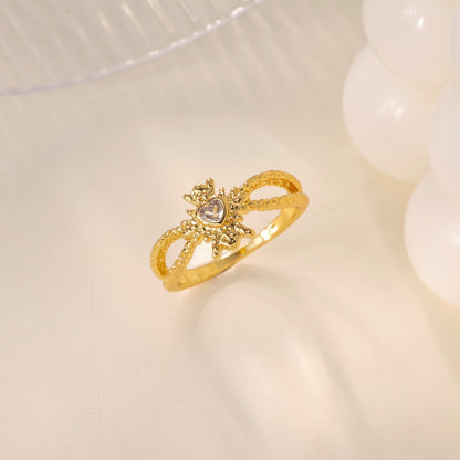 Water Droplets Ring For Women In Electroplated Copper With 18K Real Gold Plated Finish And Zircon Inlay