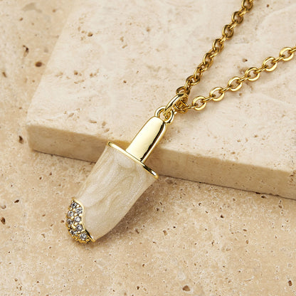 Ice Cream Pendant In Copper With 18K Real Gold Electroplating, Zircon Inlay, And 0.05µm-0.08µm Plating Thickness, 1 Pc Package