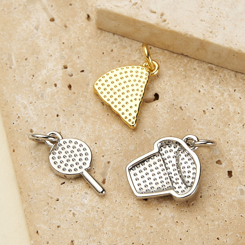 Ice Cream Pendant In Copper With 18K Real Gold Electroplating, Zircon Inlay, And 0.05µm-0.08µm Plating Thickness, 1 Pc Package