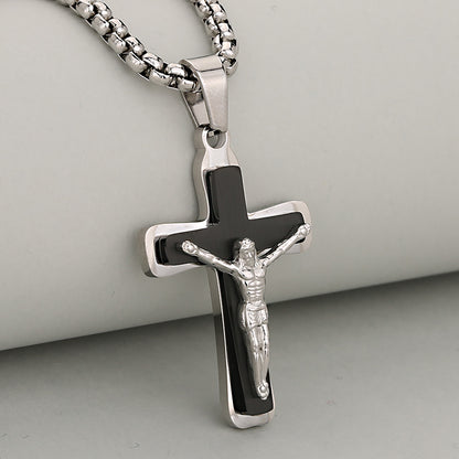 Crucifix Pendant In 304 Stainless Steel With 18K Real Gold Plated PVD Coated Finish, 0.05µm-0.08µm Electroplated, 1 Pc/Package